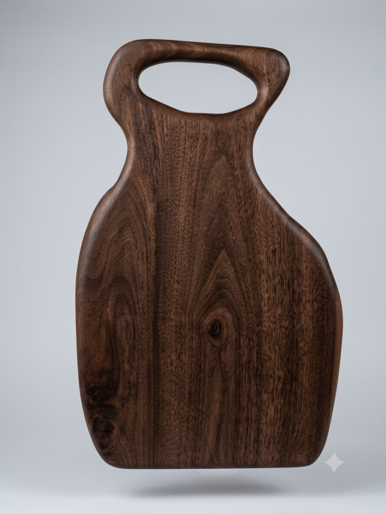 Handcrafted Solid Black Walnut Charcuterie Board with Handle — 20.5" × 12"